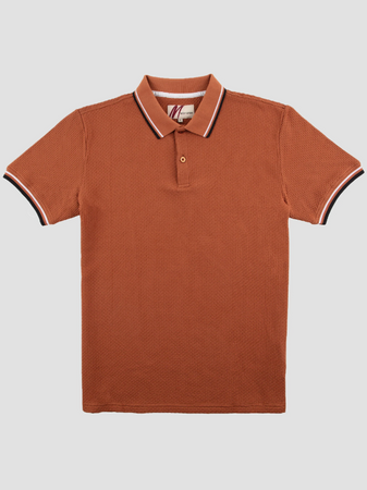 Mish Mash- Camel Regular Fit Textured Cotton Jersey Stockholm Polo
