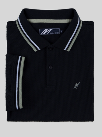 Mish Mash- Ink Regular Fit Textured Cotton Jersey Stockholm Polo