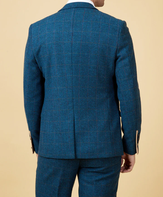 Dion blue herringbone 2025 check slim fit jacket