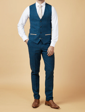 Marc Darcy- Dion Blue Check Tweed Waistcoat