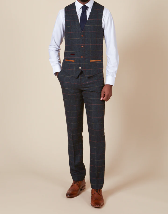 Navy blue on sale tweed waistcoat