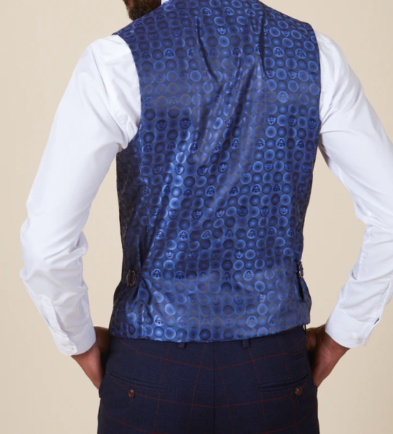Marc Darcy- Edinson Navy/Wine Check Waistcoat