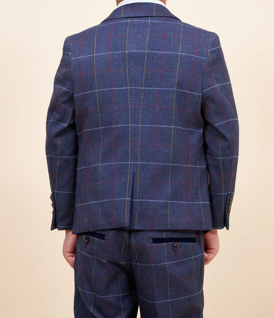 Marc Darcy- Children's Drake Navy Check Three Piece Suit
