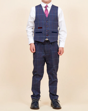 Marc Darcy- Children's Drake Navy Check Three Piece Suit