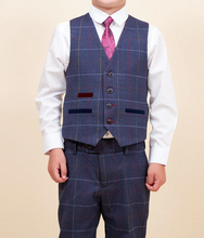 Marc Darcy- Children's Drake Navy Check Three Piece Suit