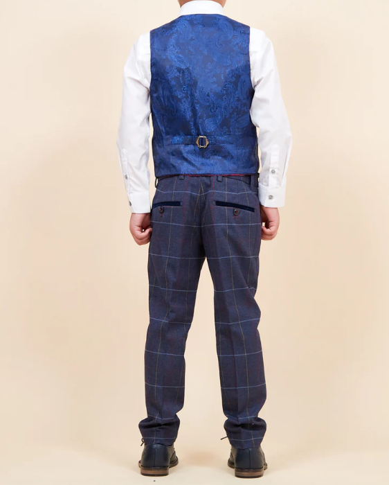 Marc Darcy- Children's Drake Navy Check Three Piece Suit