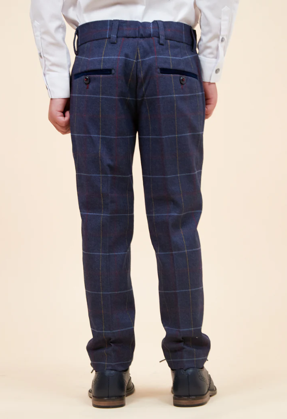 Marc Darcy- Children's Drake Navy Check Three Piece Suit