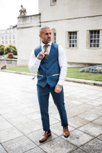 Marc Darcy- Dion Blue Check Tweed Waistcoat