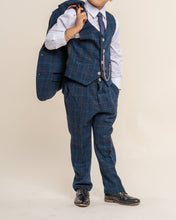 House of Cavani- Children's Cody Blue Tweed Three Piece Suit (Age 8 - 15 Years)