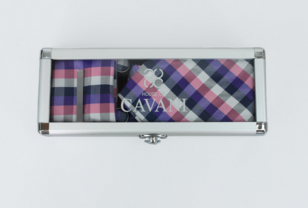House of Cavani- CV108 Purple/Pink Tie, Pocket Square, Cufflinks and Tie Pin Set