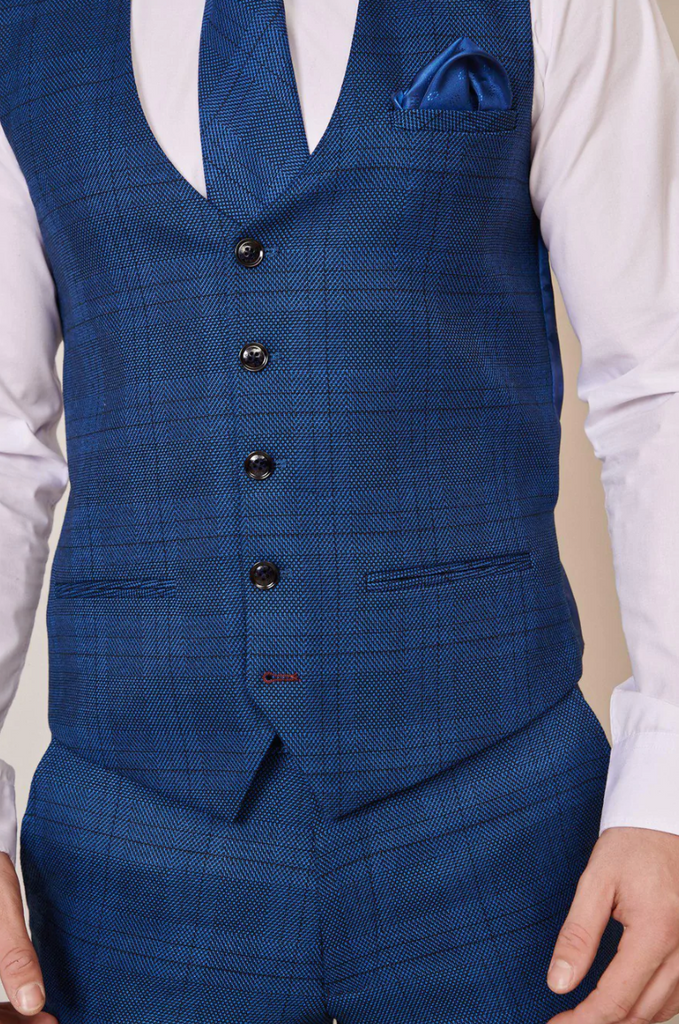 Marc Darcy- Jerry Blue Check Waistcoat