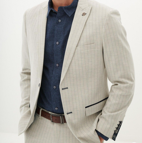 Marc Darcy- Grant Stone Pinstripe Blazer