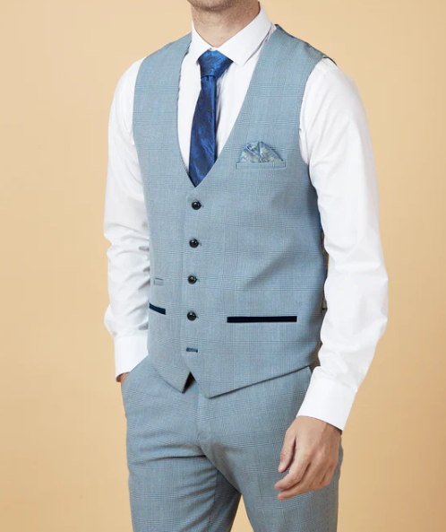 Marc Darcy- Bromley Sky Check Waistcoat
