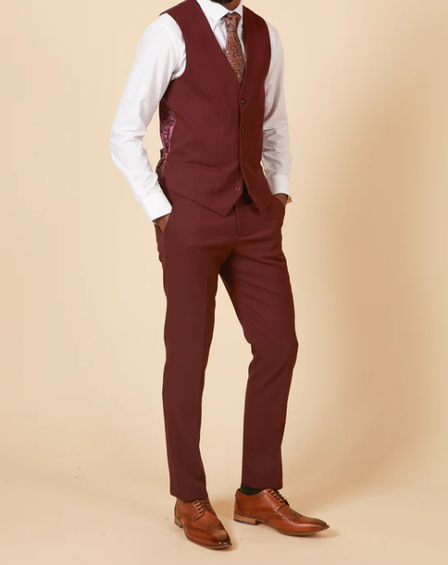 Marc Darcy- Max Wine Single Breasted Waistcoat