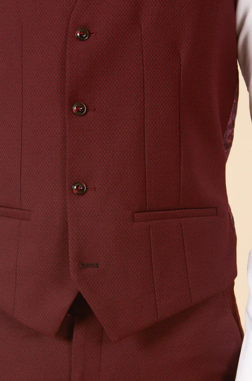 Marc Darcy- Max Wine Single Breasted Waistcoat