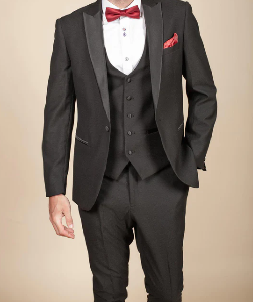 Marc Darcy- Dalton Black Tux Lapel Diamond Blazer