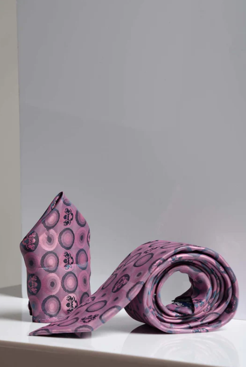 Marc Darcy- Baby Pink Bubbles Tie and Pocket Square Set