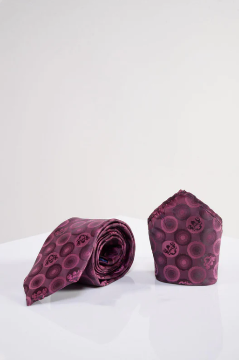 Marc Darcy- Berry Bubbles Tie and Pocket Square Set