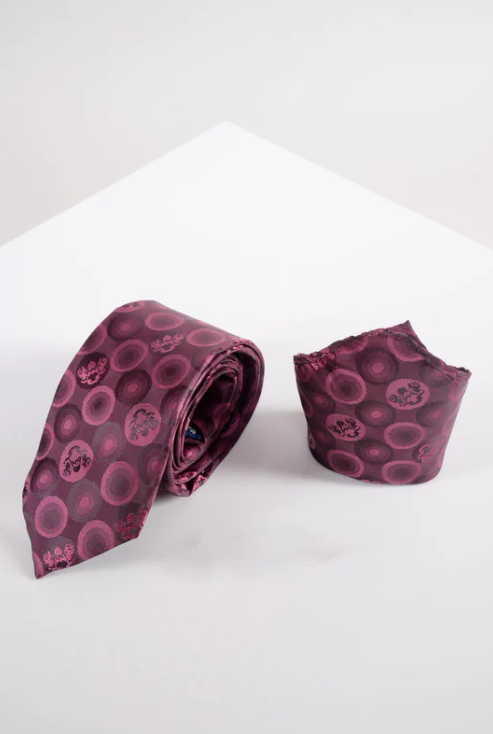 Marc Darcy- Berry Bubbles Tie and Pocket Square Set