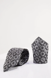 Marc Darcy- Grey Bubbles Tie and Pocket Square Set