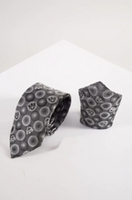 Marc Darcy- Grey Bubbles Tie and Pocket Square Set