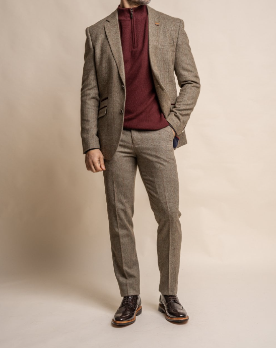 House of Cavani- Gaston Sage Tweed Slim Fit Blazer