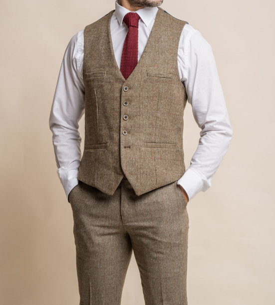 House of Cavani- Gaston Sage Tweed Waistcoat