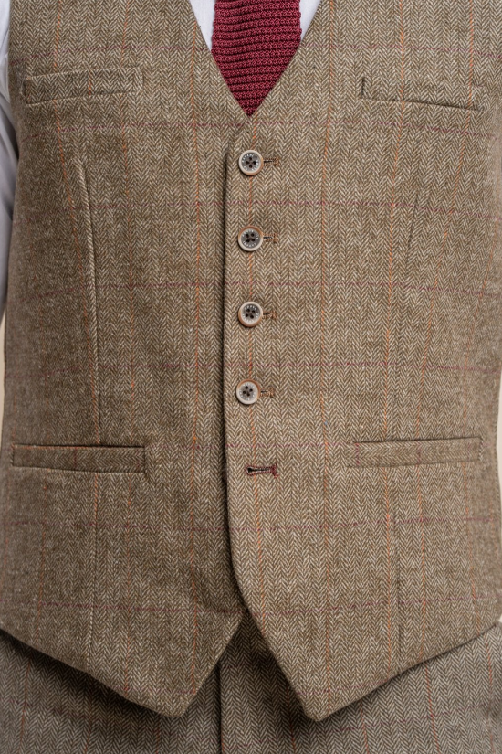 House of Cavani- Gaston Sage Tweed Waistcoat