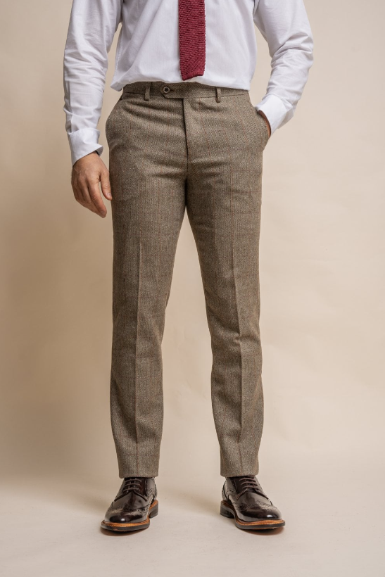 House of Cavani- Gaston Sage Tweed Slim Fit Trouser