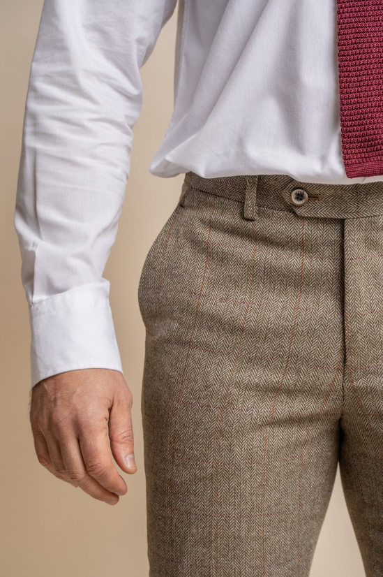 House of Cavani- Gaston Sage Tweed Slim Fit Trouser