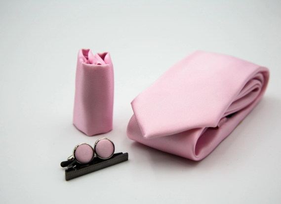 Paul Andrew- Pink Plain Satin Tie Set (201)
