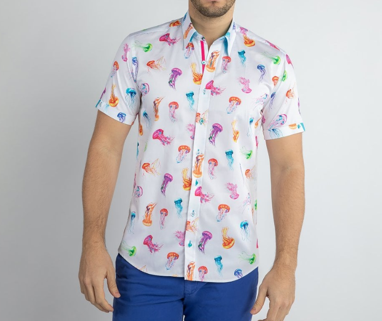 Claudio Lugli- White Jellyfish Short Sleeve Shirt (CP-6465)