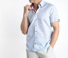 Claudio Lugli- Blue Textured Short Sleeve Shirt (CP-6464)