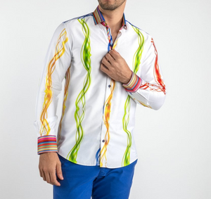 Claudio Lugli- White Multicolour Ribbons Shirt (CP-6830)