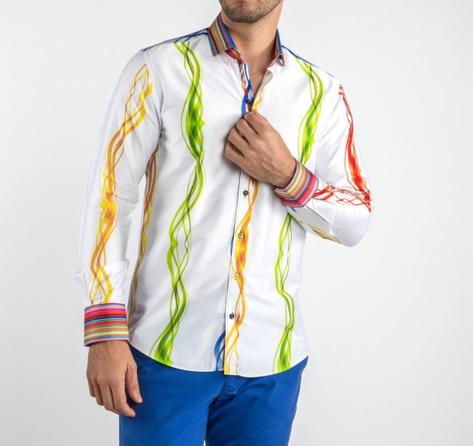 Claudio Lugli- White Multicolour Ribbons Shirt (CP-6830)