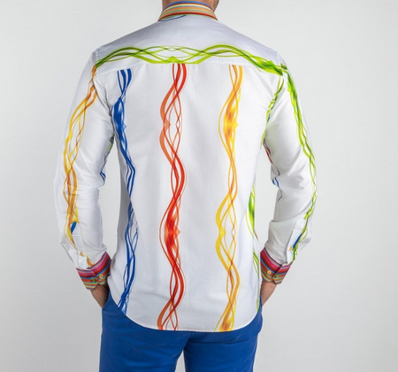Claudio Lugli- White Multicolour Ribbons Shirt (CP-6830)