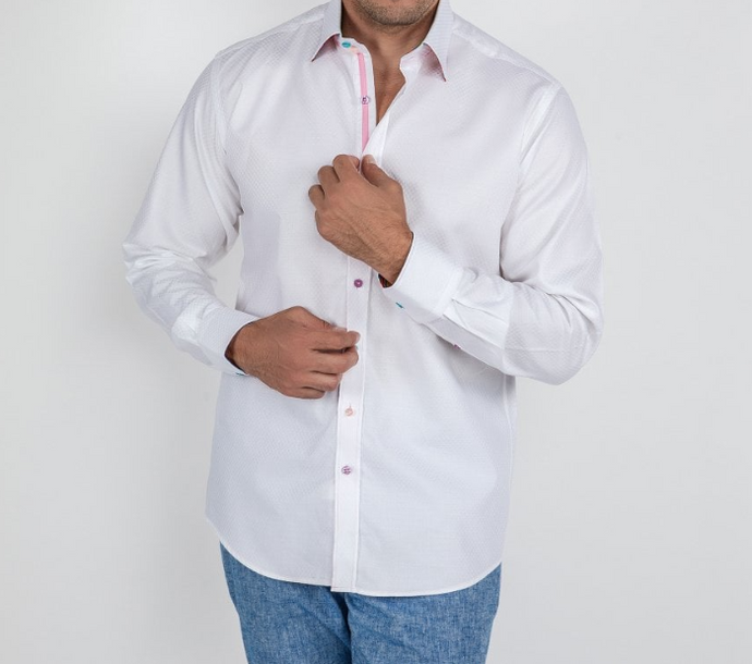 Claudio Lugli- White Texture Jacquard Shirt (CP-6803)