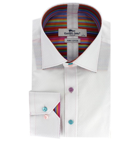 Claudio Lugli- White Texture Jacquard Shirt (CP-6803)