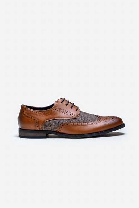 House of Cavani- Oliver Tan Tweed Brogue Shoes