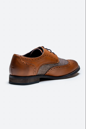House of Cavani- Oliver Tan Tweed Brogue Shoes