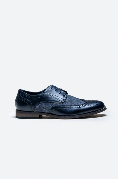 House of Cavani- Oliver Navy Tweed Brogue Shoes