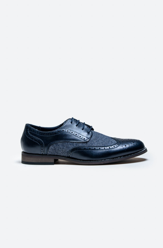 House of Cavani- Oliver Navy Tweed Brogue Shoes