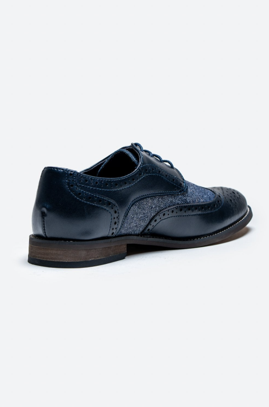 House of Cavani- Oliver Navy Tweed Brogue Shoes