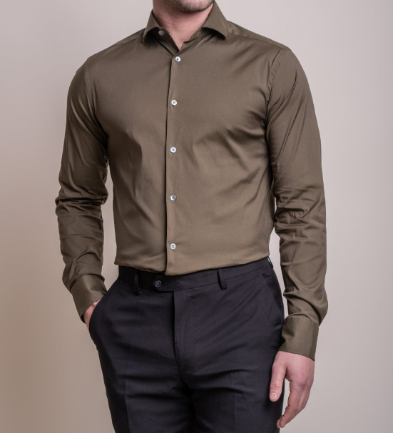 House of Cavani- Monaco Olive Long Sleeve Shirt