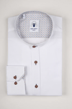 Marc Darcy- Archie White Grandad Collar Long Sleeve Shirt