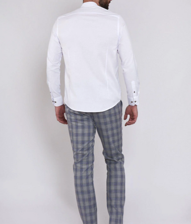 Marc Darcy- Archie White Grandad Collar Long Sleeve Shirt