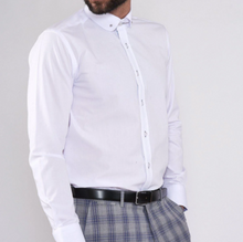 Marc Darcy- Benson White Penny Collar Tie Bar Long Sleeve Shirt