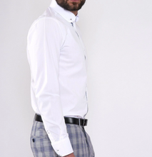 Marc Darcy- Benson White Penny Collar Tie Bar Long Sleeve Shirt