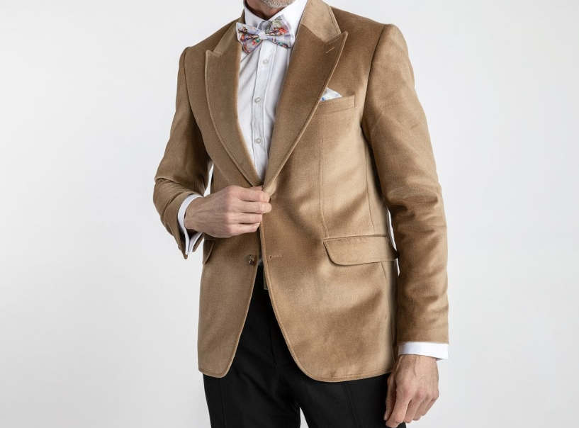 Claudio Lugli Oregon Beige Cotton Velvet Blazer