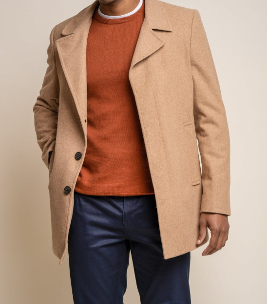 House of Cavani- Nelson Camel Wool Blend Coat